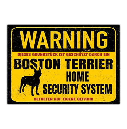 Boston Terrier Bostie Dog Schild Warning Security System Türschild Hundeschild Warnschild von siviwonder