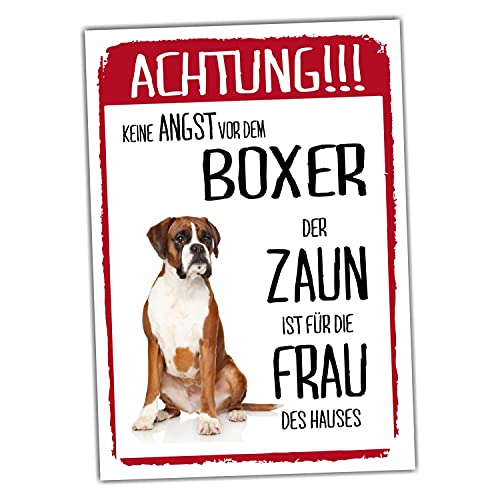 Boxer Schild Achtung Zaun Frau Spruch Türschild Hundeschild Warnschild Fun von siviwonder