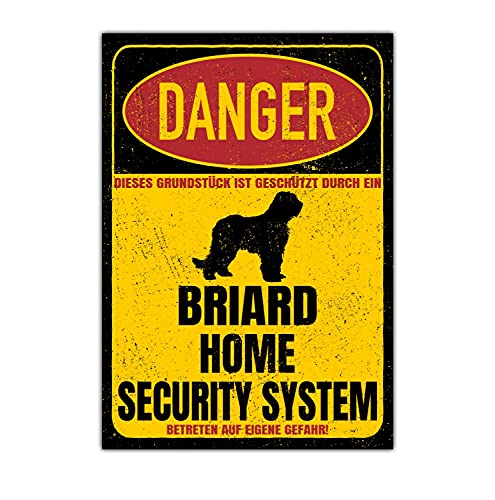 Briard Berger de Brie Dog Schild Danger Security System Türschild Hundeschild Warnschild von siviwonder