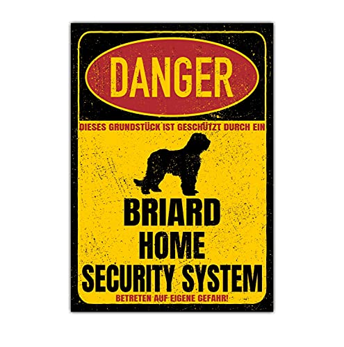 Briard Berger de Brie Dog Schild Danger Security System Türschild Hundeschild Warnschild Sicherheitsschild Hund Privatgrundstück Hundewarnung Warnung vor dem Hund von siviwonder