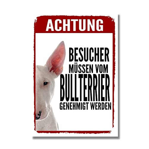 Bullterrier 1 Genehmigung Dog Schild Spruch Türschild Hundeschild Warnschild von siviwonder