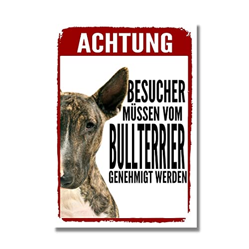 Bullterrier 2 Genehmigung Dog Schild Spruch Türschild Hundeschild Warnschild von siviwonder