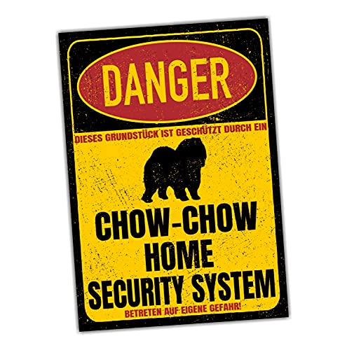 Chow Chow Kanton Dog Schild Danger Security System Türschild Hundeschild Warnschild von siviwonder