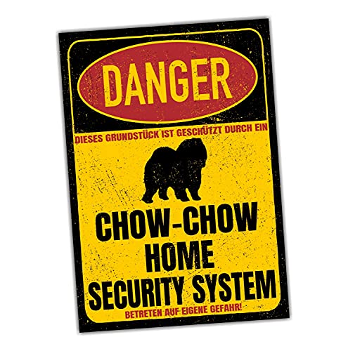 Chow Chow Kanton Dog Schild Danger Security System Türschild Hundeschild Warnschild Sicherheitsschild Hund Privatgrundstück Hundewarnung Warnung vor dem Hund von siviwonder