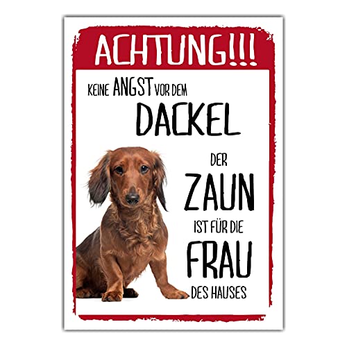 Dackel Dog Schild Achtung Zaun Frau Spruch Teckel Türschild Hundeschild Warnschild Fun von siviwonder