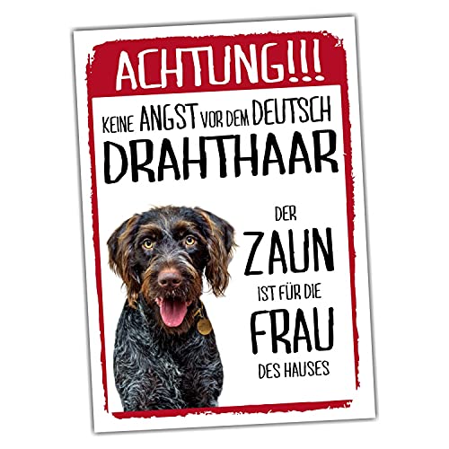 Deutsch Drahthaar Dog Schild Achtung Zaun Frau Spruch Türschild Hundeschild Warnschild Fun von siviwonder