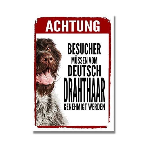 Deutsch Drahthaar Genehmigung Dog Schild Spruch Türschild Hundeschild Warnschild von siviwonder