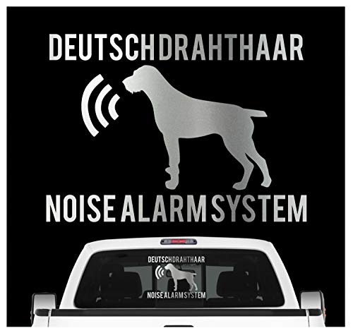Deutsch Drahthaar Noise Alarmsystem Auto Aufkleber Hund Folie DD Jagd Farbe Silber Metallic, Größe 10cm Deutsch Drahthaar Noise Alarmsystem Auto Aufkleber Hund Folie DD Jagd Farbe Silber Metallic, Größe 10cm von siviwonder