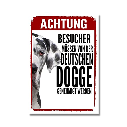 Deutsche Dogge 2 Genehmigung Dog Schild Spruch Türschild Hundeschild Warnschild Geschenkidee Sicherheitsschild Hund Privatgrundstück Hundewarnung Warnung vor dem Hund von siviwonder