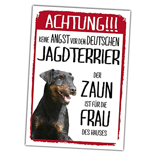 Deutscher Jagdterrier Dog Schild Achtung Zaun Frau Spruch Türschild Hundeschild Warnschild Fun von siviwonder