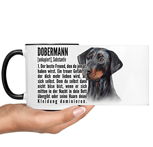 Dobermann Unkupiert Duden Dog Freund Tasse Kaffee lustig Kaffeebecher Mug Design von siviwonder