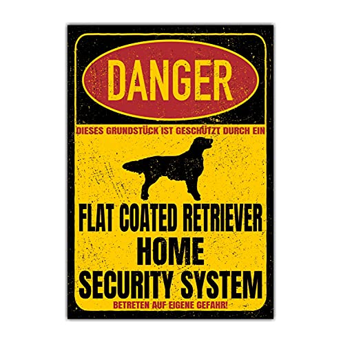 Flat Coated Retriever Schild Danger Security System Türschild Hundeschild Warnschild Schild Hund von siviwonder