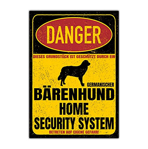 Germanischer Bärenhund Schild Danger Security System Türschild Hundeschild Warnschild Schild Hund von siviwonder