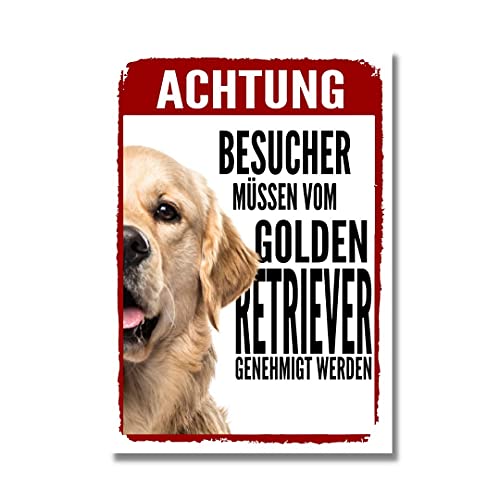 Golden Retriever Genehmigung Dog Schild Spruch Türschild Hundeschild Warnschild von siviwonder