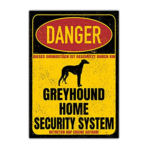 Greyhound Schild Danger Security System Türschild Hundeschild Warnschild Schild Hund von siviwonder