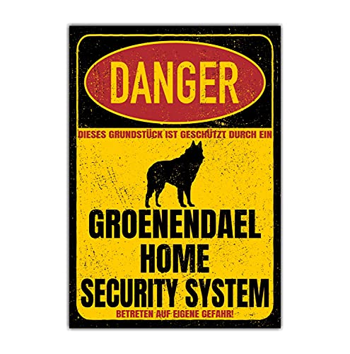 Groenendael Schild Danger Security System Türschild Hundeschild Warnschild Schild Hund von siviwonder