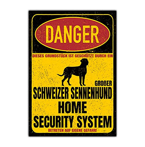 Großer Schweizer Sennenhund Schild Danger Security System Türschild Hundeschild Warnschild Schild von siviwonder
