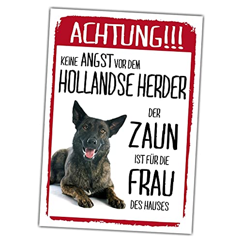 Hollandse Herder Dog Schild Achtung Zaun Frau Spruch Türschild Hundeschild Warnschild Fun von siviwonder