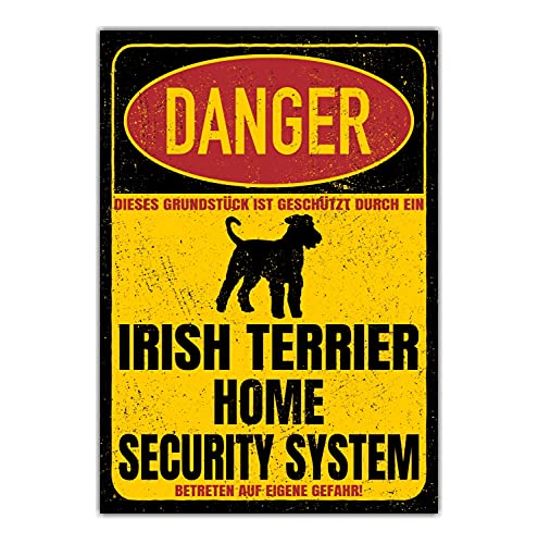 Irish Terrier Schild Danger Security System Türschild Hundeschild Warnschild Schild Hund Warnung von siviwonder