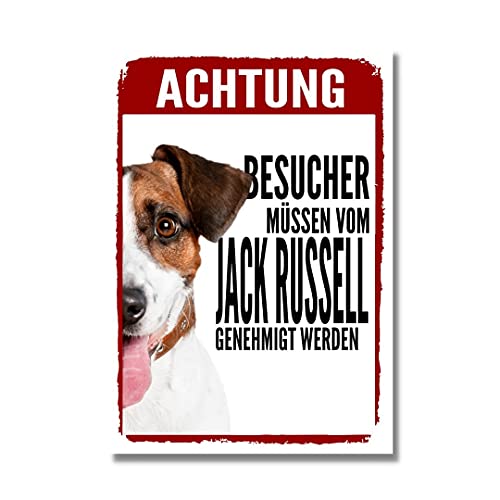 Jack Russell Genehmigung Dog Schild Spruch Türschild Hundeschild Warnschild von siviwonder