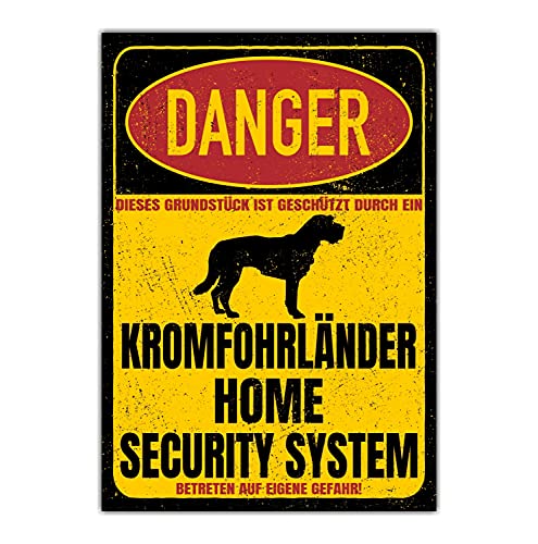 Kromfohrländer Schild Danger Security System Türschild Hundeschild Warnschild Hund Sicherheitsschild Hund Privatgrundstück Hundewarnung Warnung vor dem Hund von siviwonder