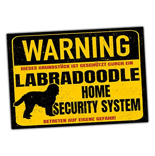 Labradoodle Schild Warning Security System Türschild Hundeschild Warnschild Hund Doodle von siviwonder