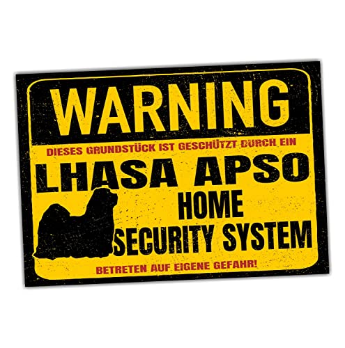 Lhasa Apso Schild Warning Security System Türschild Hundeschild Warnschild Hund Warnung von siviwonder