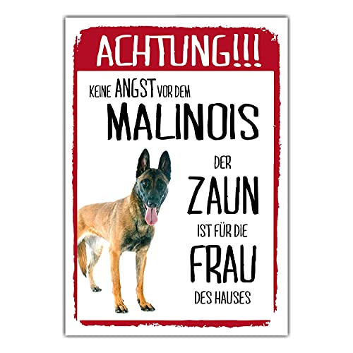 Malinois Dog Schild Achtung Zaun Frau Spruch Türschild Hundeschild Warnschild Fun von siviwonder