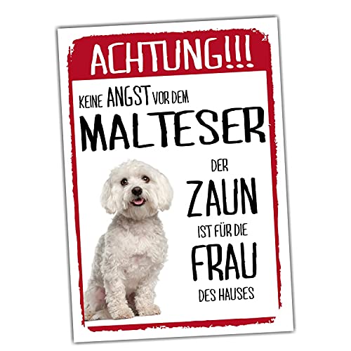Malteser Dog Schild Achtung Zaun Frau Spruch Türschild Hundeschild Warnschild Fun von siviwonder