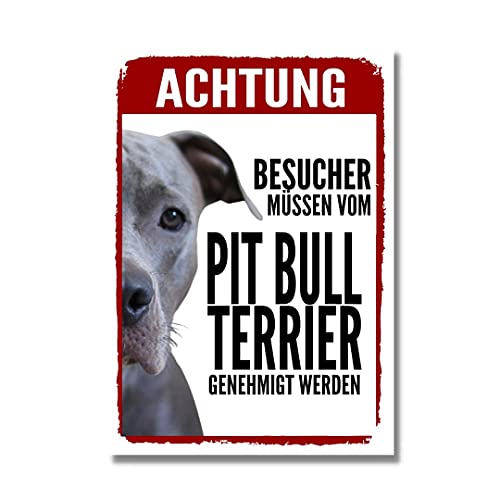 Pitbull Genehmigung Dog Schild Spruch Türschild Hundeschild Warnschild von siviwonder