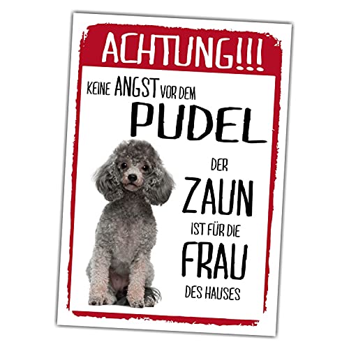 Pudel Silber Dog Schild Achtung Zaun Frau Spruch Türschild Hundeschild Warnschild Fun von siviwonder