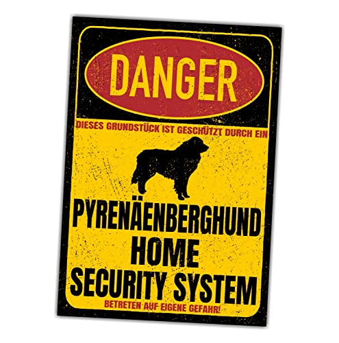 Pyrenäenberghund Schild Danger Security System Türschild Hundeschild Warnschild Hund Sicherheitsschild Hund Privatgrundstück Hundewarnung Warnung vor dem Hund von siviwonder