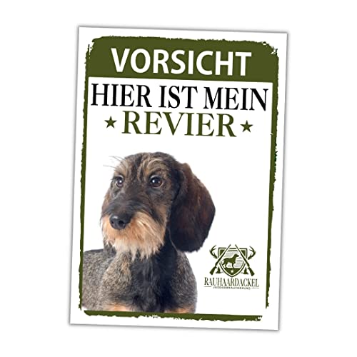 Rauhaardackel Schild Revier Jagd Türschild Hundeschild Warnschild Hund Dackel Teckel Geschenkidee lustiger Spruch Hundemotiv Aluminium Wetterfestes Hundeschild von siviwonder