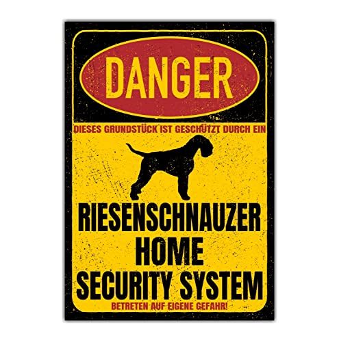 Riesenschnauzer Schnauzer Schild Danger Security System Türschild Hundeschild Warnschild Hund Sicherheitsschild Hund Privatgrundstück Hundewarnung Warnung vor dem Hund von siviwonder