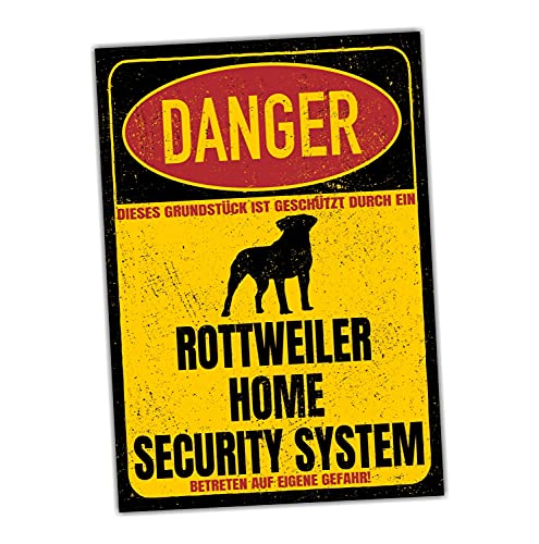Rottweiler Dog Schild Danger Security System Türschild Hundeschild Warnschild Fun Sicherheitsschild Hund Privatgrundstück Hundewarnung Warnung vor dem Hund von siviwonder