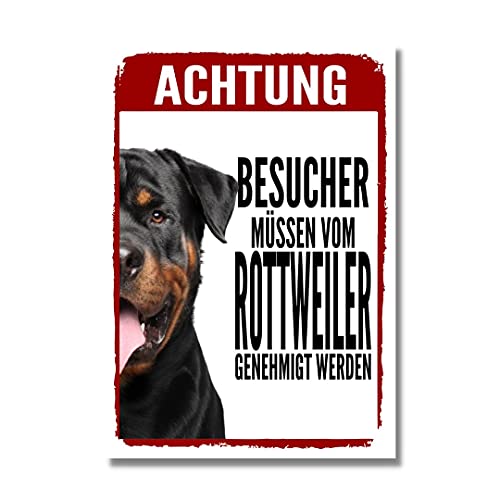 Rottweiler Genehmigung Dog Schild Spruch Türschild Hundeschild Warnschild von siviwonder