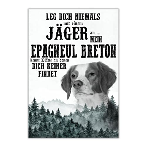 Schild EPAGNEUL BRETON Dog Hund Jäger Spruch Türschild Hundeschild Jagd Jagdhund von siviwonder