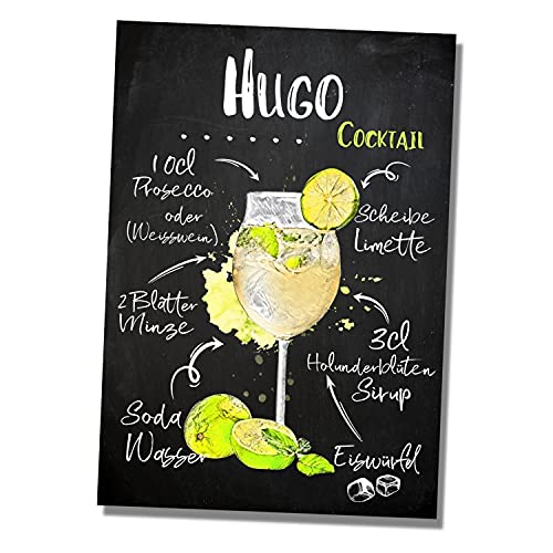 Schild Hugo Cocktail Rezept Bar Party Keller Deko Türschild Hinweisschild Warnschild Fun- von siviwonder