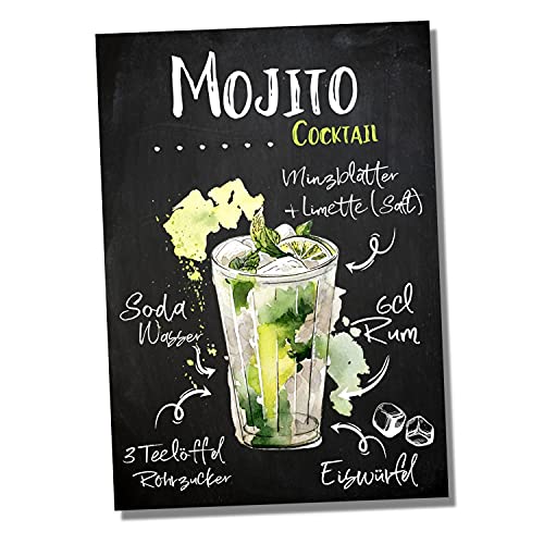 Schild Mojito Rum Cocktail Rezept Bar Party Keller Deko Türschild Hinweisschild Warnschild Fun von siviwonder
