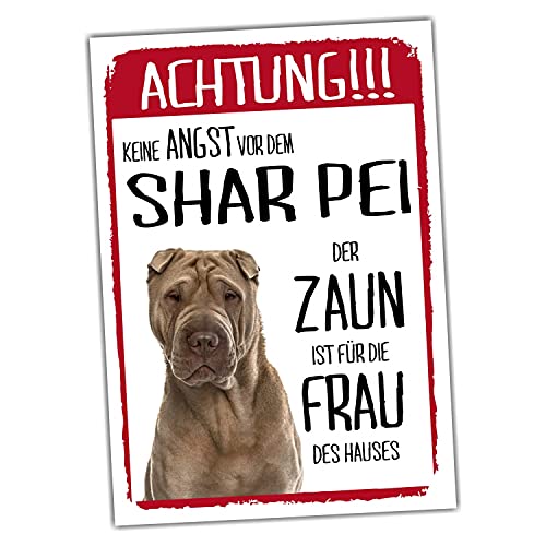 Shar Pei Dog Schild Achtung Zaun Frau Spruch Türschild Hundeschild Warnschild Fun von siviwonder