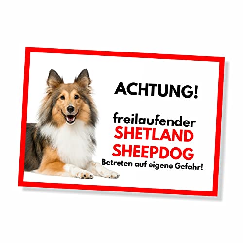 Sheltie Freilaufender Hund Dog Schild Spruch Türschild Hundeschild Warnschild von siviwonder