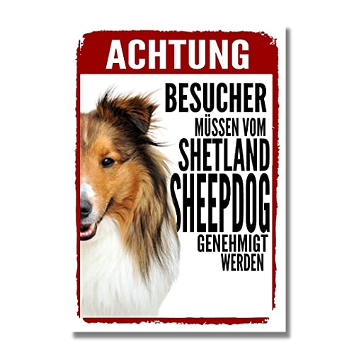 Sheltie Genehmigung Dog Schild Spruch Türschild Hundeschild Warnschild von siviwonder