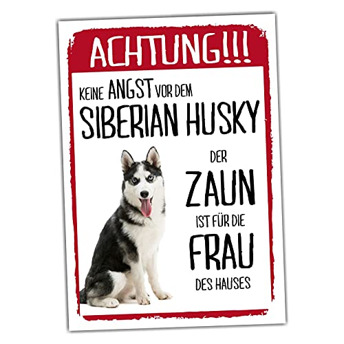 Siberian Husky Dog Schild Achtung Zaun Frau Spruch Türschild Hundeschild Warnschild Fun von siviwonder