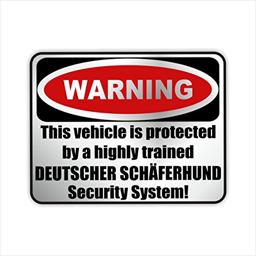 Siviwonder Auto Aufkleber DEUTSCHER SCHÄFERHUND WARNING ALARMANLAGE Hundeaufkleber silber metallic von siviwonder