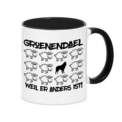 siviwonder Tasse Black Sheep - Groenendael belgischer Schäferhund - Hunde Fun Schaf Kaffeebecher von siviwonder