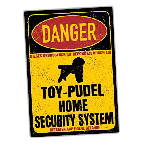 Toy Pudel Schild Danger Security System Türschild Hundeschild Warnschild Hund Vorsicht Toypudel Sicherheitsschild Hund Privatgrundstück Hundewarnung Warnung vor dem Hund von siviwonder
