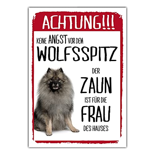 Wolfsspitz Dog Schild Achtung Zaun Frau Spruch Türschild Hundeschild Warnschild Fun von siviwonder