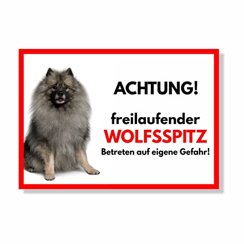 Wolfsspitz Freilaufender Hund Dog Schild Spruch Türschild Hundeschild Warnschild von siviwonder