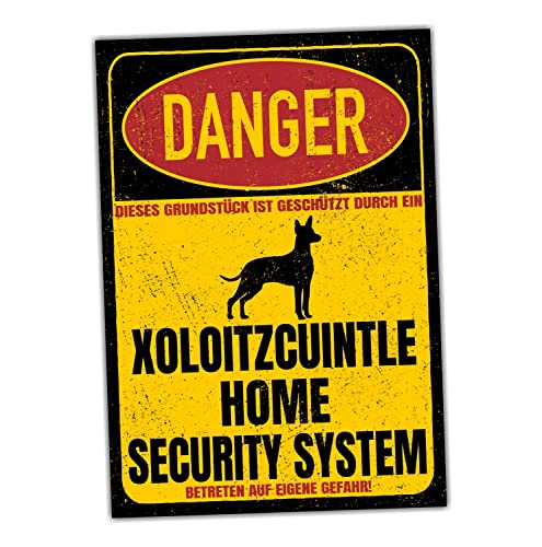Xoloitzcuintle Xolo Schild Danger Security System Türschild Hundeschild Warnschild Hund Vorsicht von siviwonder