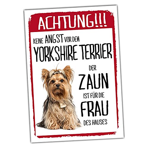 Yorkshire Terrier Dog Schild Achtung Zaun Frau Spruch Türschild Hundeschild Warnschild Fun von siviwonder